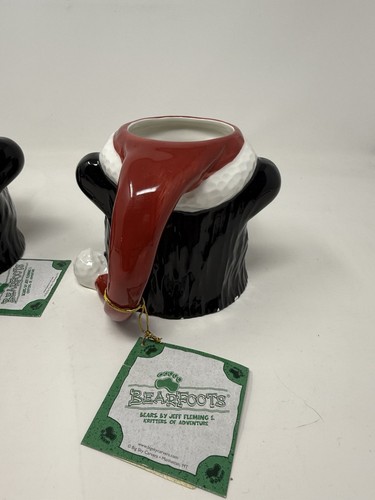 Juego de 2 - Taza de Navidad de cerámica con cabeza de oso Bearfoots con sombrero de Santa 14 oz. NUEVO - Imagen 11 de 21