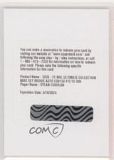 2020 Upper Deck Ultimate Collection Rookies /299 Tier 1 Dylan Coghlan Auto 2oz