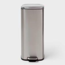 30L Soft Square Step Trash Can Silver - Brightroom