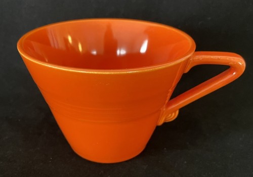 Vintage Homer Laughlin Harlequin Tea Cup & Saucer Red Orange - Picture 5 of 8
