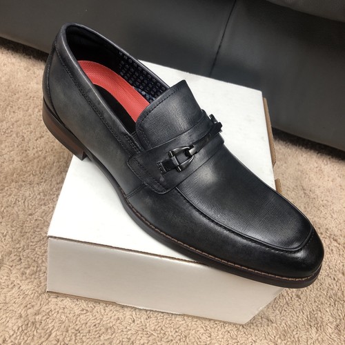 Men's Dress Shoes Kaylor Moc Toe Bit Slip On GRAY Leather Stacy Adams 25572 9M - Picture 2 of 9