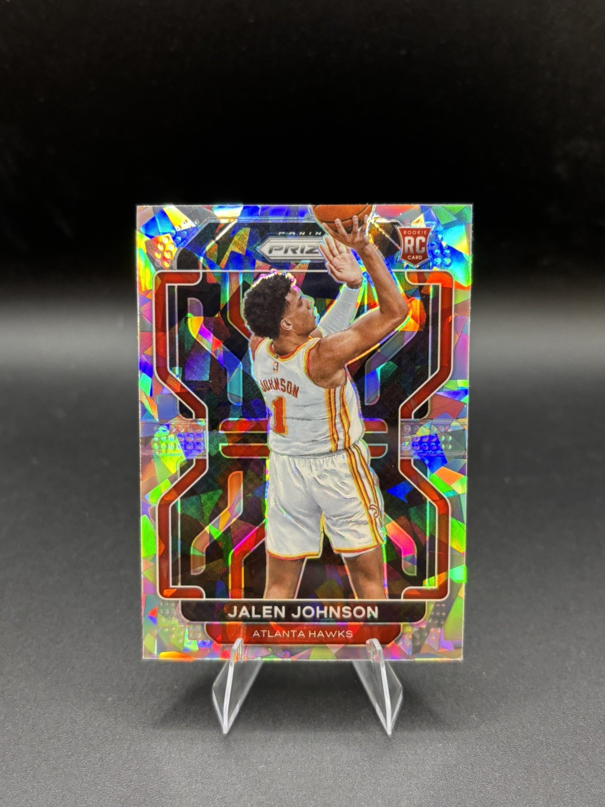 2021-22 Panini Prizm Jalen Johnson Silver Cracked Ice Prizm Rookie #305 SP Hawks