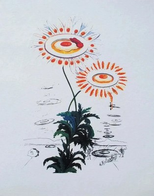 Salvador DALI: Fried Egg Daisies, Signed LITHOGRAPH, 800 Copies, 1979