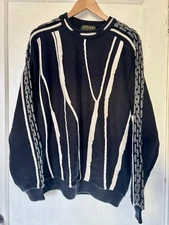 Tosani Vintage 3D knit pullover Black and White Men's Sweater size L