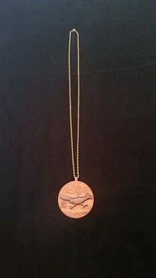 VINTAGE COPPER BELL ROADRUNNER CACTUS DESERT NECKLACE PENDANT 30 INCH CHAIN