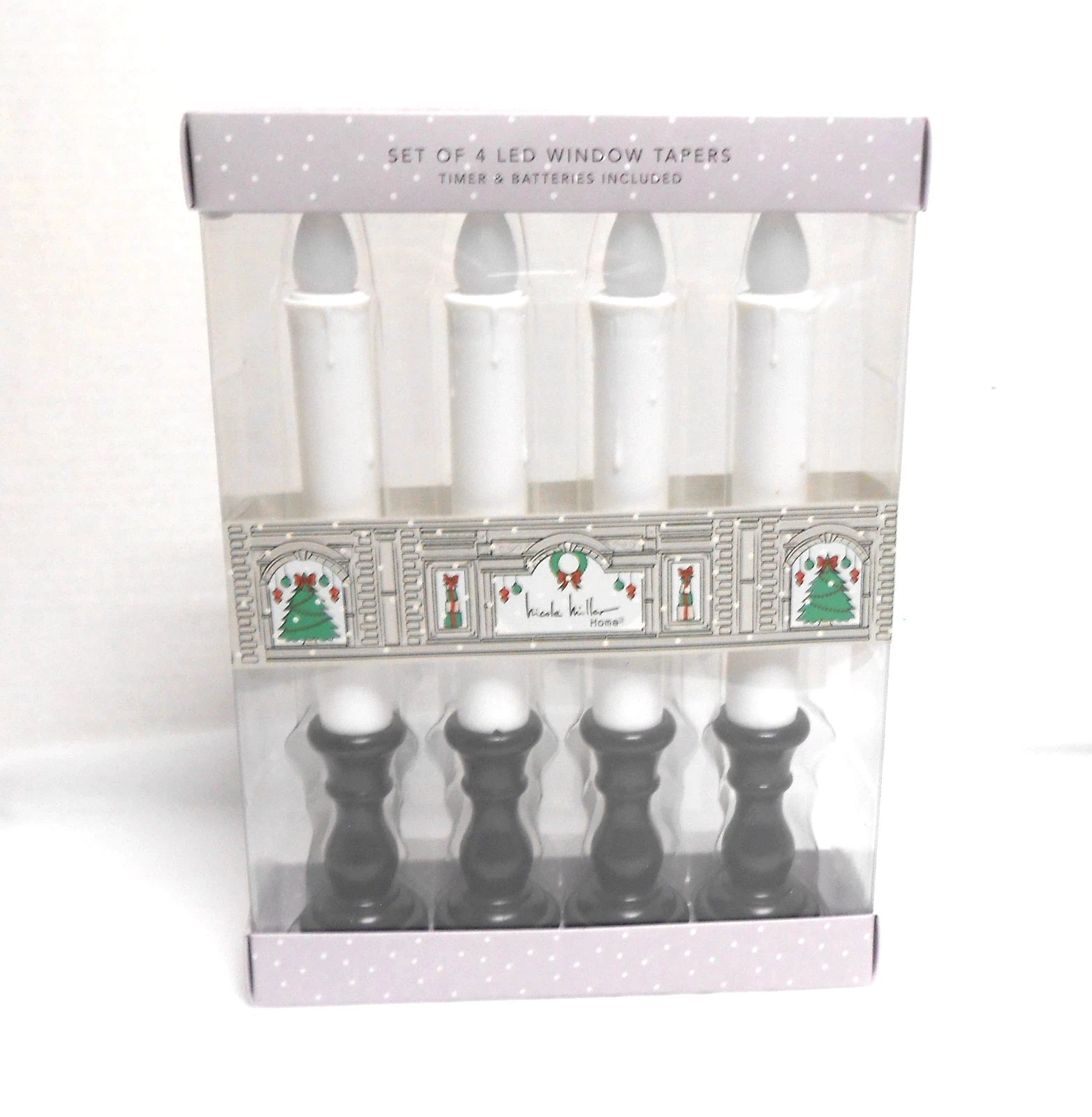 Martha Stewart 4 LED Window Taper Candles Timer & Batteries Included - product detail image 1