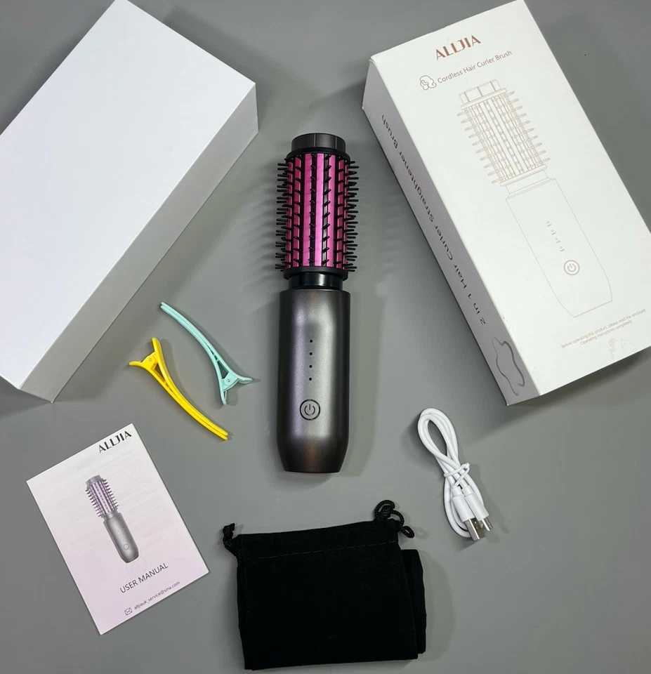 Plasma Haarstylingbürste kabellos beheizbar Lockenstab und Glätteisen 40 mm 4 Temp