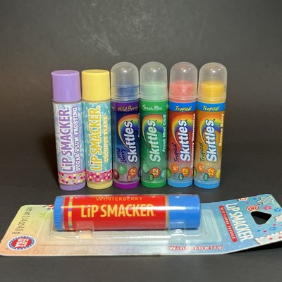 Lip Smacker 7 Piece Lot Bonne Bell + Aspire Coconut Flake, Winterberry, Skittles