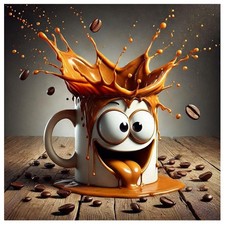 Happy Coffee Cup Cartoon Diamond Painting Kits for Adults,5D Diamond Art Kit