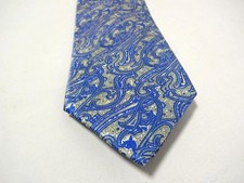 STEFANO RICCI ITALY FRENCH BLUE/GOLD/WHITE PAISLEY SILK TIE NEW LONG/TALL 60.5"