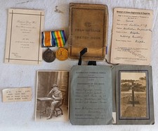 Australian WW1 medal pair to an Officer. DOW 1917. Photos, note book. Scotch Col