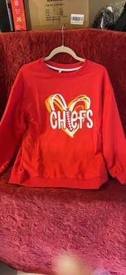 Kansas City Chiefs Women Red Graphic Heart Football Pullover