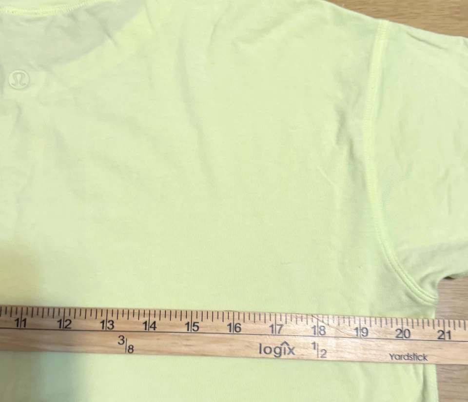 Lululemon Cates Mujer Cuello Redondo Corto Cuadrado Amarillo Neón Algodón Pima Talla 6? (20,5x18) Foto 4 de 4