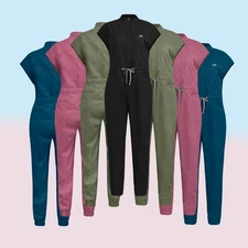 NiaaHinn Unisex Medical Coverall Jumpsuit Short Sleeve Utility Work Uniform