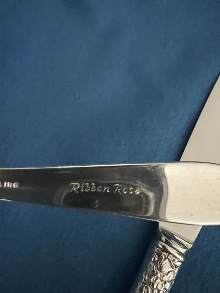 Cubiertos de plata esterlina sello cinta rosa reposo servicio para 6 Like Stieff Foto 2 de 4