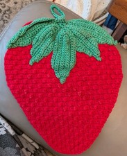Strawberry Crocheted Trivet Or Wall Hanging 11 Inch