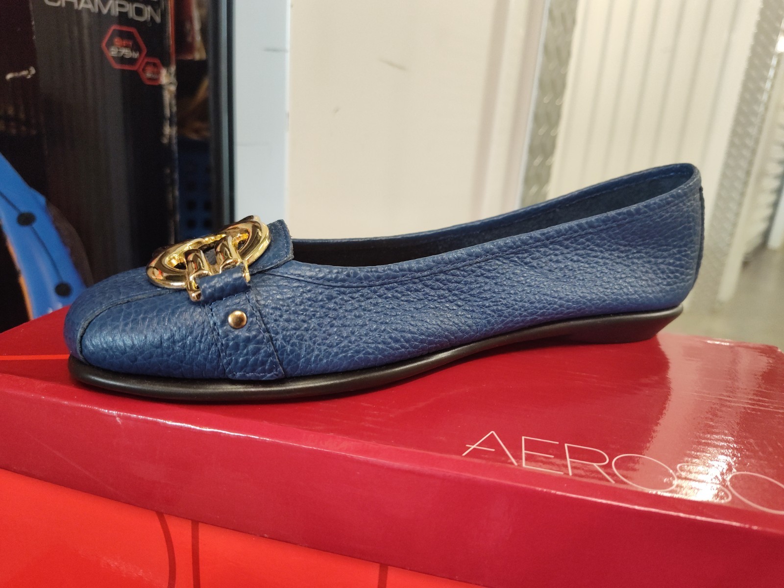 Aerosoles Women's Leather Ballet Flats Comfort Slip-On Blue US 6.5 M