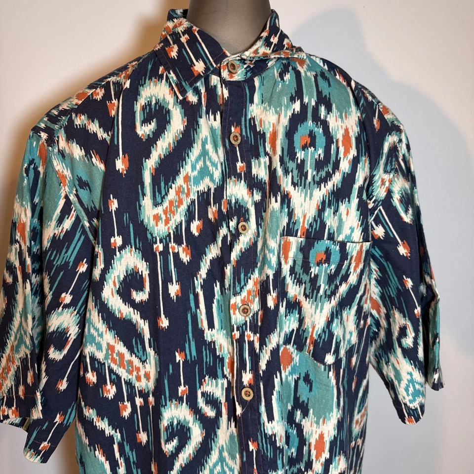 Camisa Territory Ahead Para Hombres LT Grande Alta Suroeste De Colección Azul Teal Mezcla de Lino Foto 3 de 4