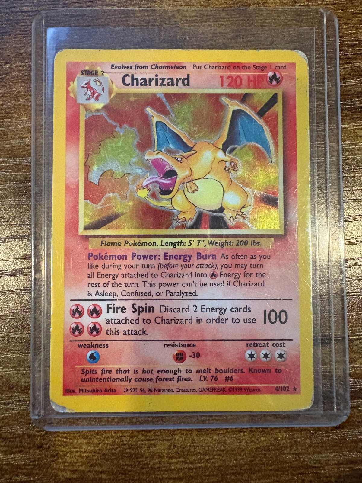 1999 Vintage Charizard Base Set Holo 4/102 Heavily Played Pokémon Card