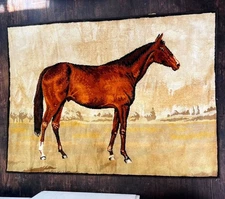 Vintage Horse Equestrian Rug or Wall Hanging Cottage barn