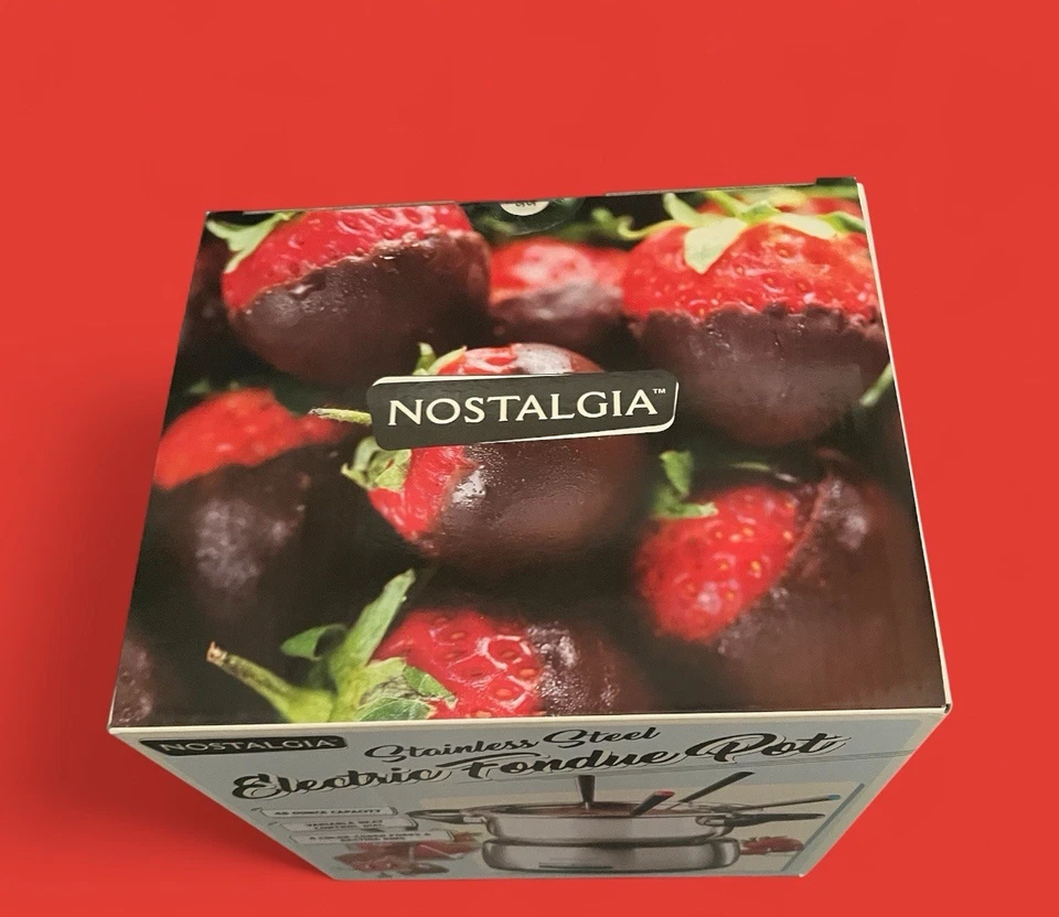 Olla de fondue eléctrica de acero inoxidable Nostalgia 48 oz control de calor 6 horquillas selladas Foto 2 de 4