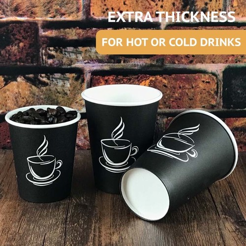 Disposable Coffee Cups With Lid 4oz 8oz 12oz Bulk 100/600/1200/2400 Pk Takeaway - Picture 2 of 11