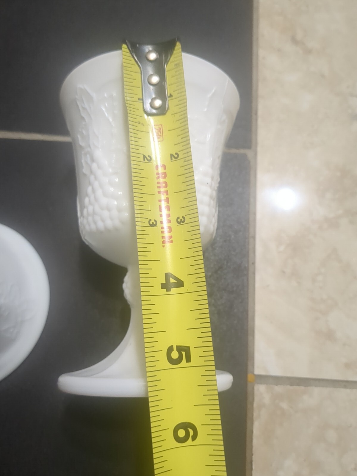 Set Of Six Stemmed Milk Glass Goblets Dessert Glasses eBay