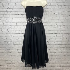 My Dreams & More Black Strapless Bead Dress Flowy Lined Padded USA Made Size 12