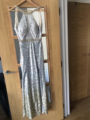 Mascara London evening Long Dress , Silver And Gold Color , Size 10 GB,  Used | eBay