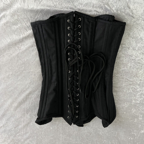 Heavy Duty Steel Boned Overbust Twill Cotton Waist Trainer Shaper Corset, M - Picture 6 of 9
