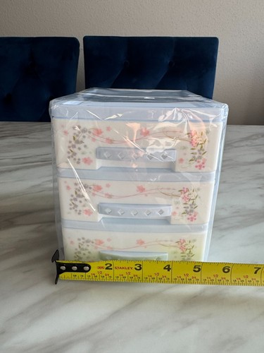 Mini 3 Drawer Organizer Floral Desk Office Make up Jewelry Office 6.7x 5.1 x 5.9 - Picture 5 of 13