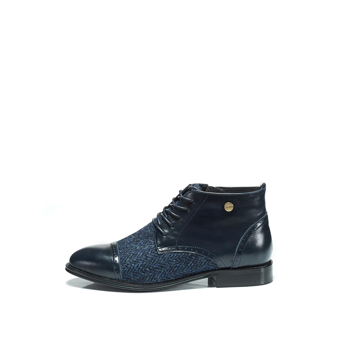 ISLANDER The BARRA Navy Harris Tweed/Sheepskin Ladies Ankle Size