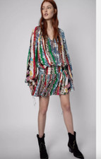 Zadig & Voltaire dress XS multicolor Rocade Paris animal floral mix print silk