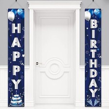 Happy Birthday Door Porch Banner Sign Party Decor for Indoor Outdoor Home Decor