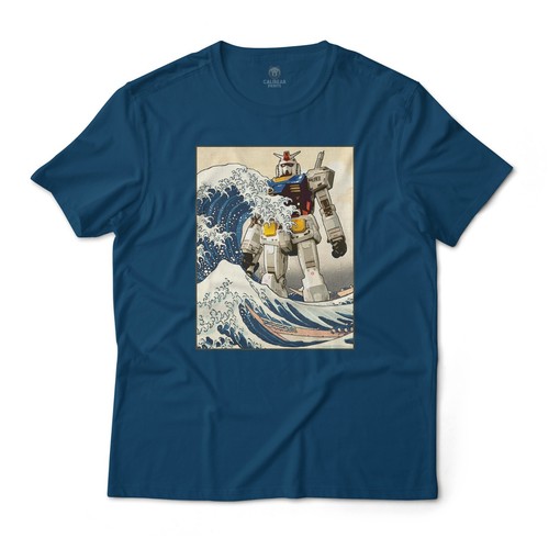 Gundam RX-78-2 Mobile Suit in Great Wave off Kanagawa Anime Graphic Art T-Shirt - Picture 4 of 9