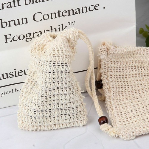 5pcs Faux Sisal Soap Bag Exfoliating Soap Saver Pouch Holder Coffee Mesh Net - Picture 6 of 10