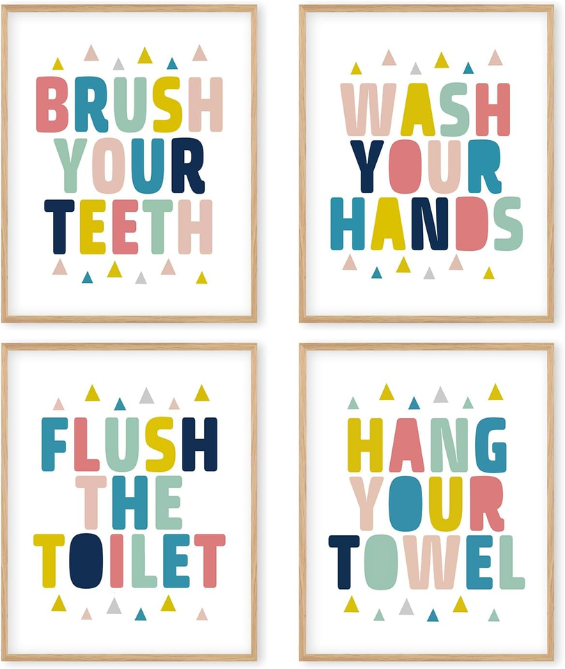 Kids Bathroom Unframed Wall Art Prints,Bathroom Wall Decor 8X10 Inches