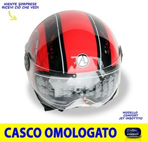 Casco Scooter Omologato Jet Rosso Nero con visiera taglia M per uomo donna  moto | eBay