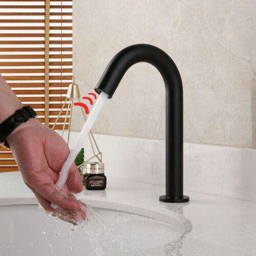 Touchless Black Bathroom Faucet Single Hole Deck Mounted Brass Mixer Basin Tap