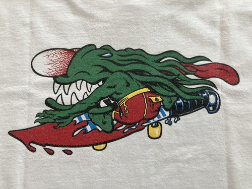 VINTAGE SANTA CRUZ SKATEBOARDS TEE M - SLASHER 30th ANNIVERSARY NHS Y2K T-SHIRT - Picture 6 of 7