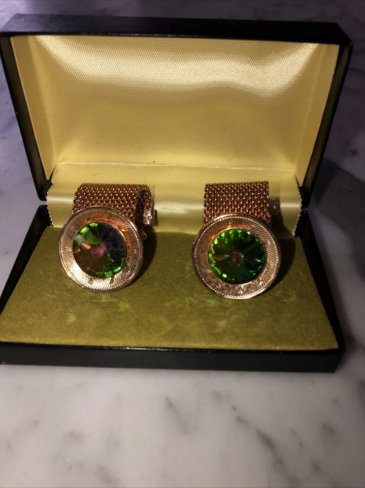 Gemelos Swank Iridiscente Estrás Tono Dorado Envoltura Alrededor Malla Discoteca De Colección Foto 2 de 4