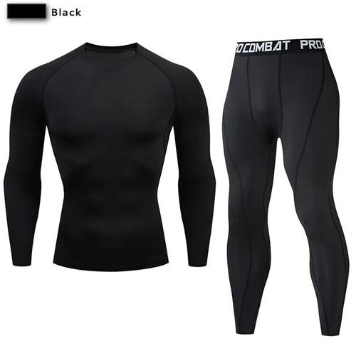 2pcs Men's Compression Sportswear Suit GYM Tight Sports Yoga Sets Workout Joggin - Picture 8 of 24