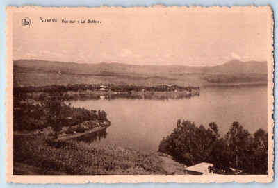 Bukavu Congo Postcard View of the La Botte Beach and Hills c1920's Antique