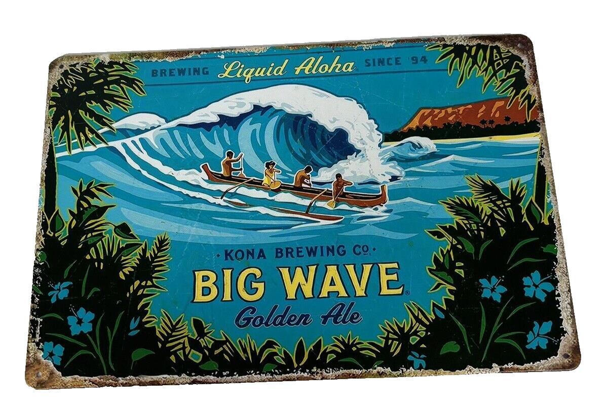Tin Sign Kona Brewing Co Big Wave Golden Ale Liquid Aloha Vintage