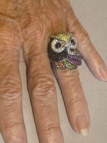 NIIKI PARIS Sterlingsilber Kristall *NACHTTAKTIV* Eule High-End Statement Ring - $ 555 - Bild 9 von 14