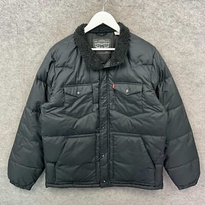 Levis Jacke Herren Large Schwarz Barstow Puffer Unlimited Pertex Duck Down Coat