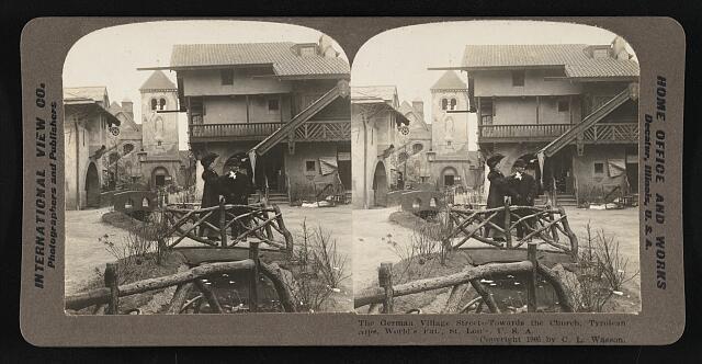 The German village street towards church Tyrolean Alps World's Fair- Old Photo