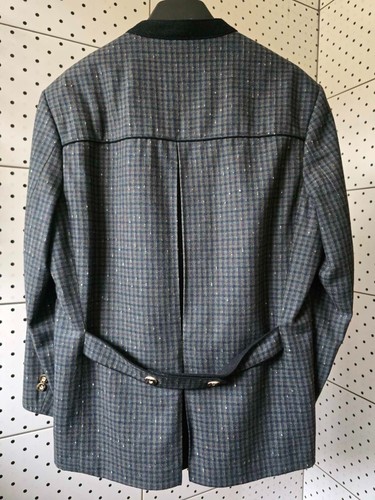 PE-KO Loden Austrian Bavarian Trachten Wool Blazer Jacket Mens Сheck Size 52 - Picture 8 of 21