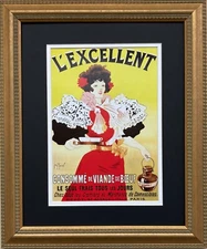 Vintage Mini Food & Drink Poster "L'Excellent by Meunier" New Custom Framed