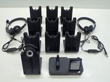 Lot of 11 Jabra Headset Charging Bases 3 Headsets - No Adapters
